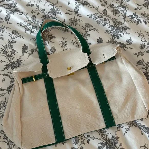 Boat Kin Canvas Bag New Tape Still On Feet Green Straps - Picture 6 of 9